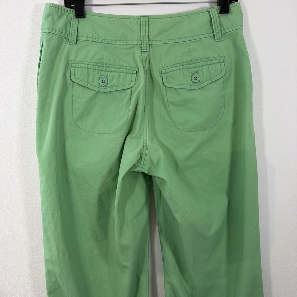 LL Bean Women's 10 Regular Green Relaxed Fit Cotton Trouser Pants Pockets Spring - Picture 6 of 10